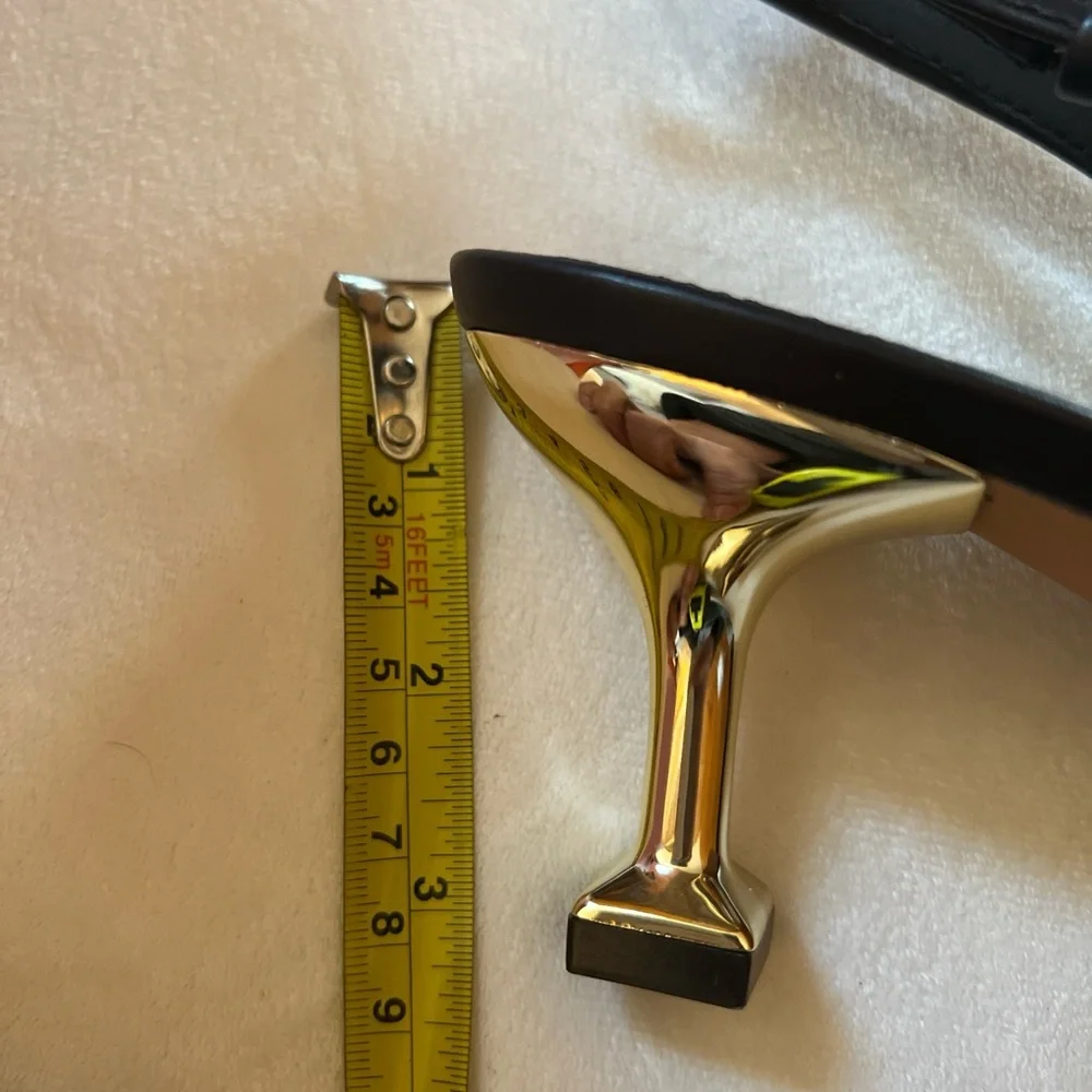 Katy Perry Collections size 6 Oceanview Sling Back Coffee Faux Nappa Gold Heel